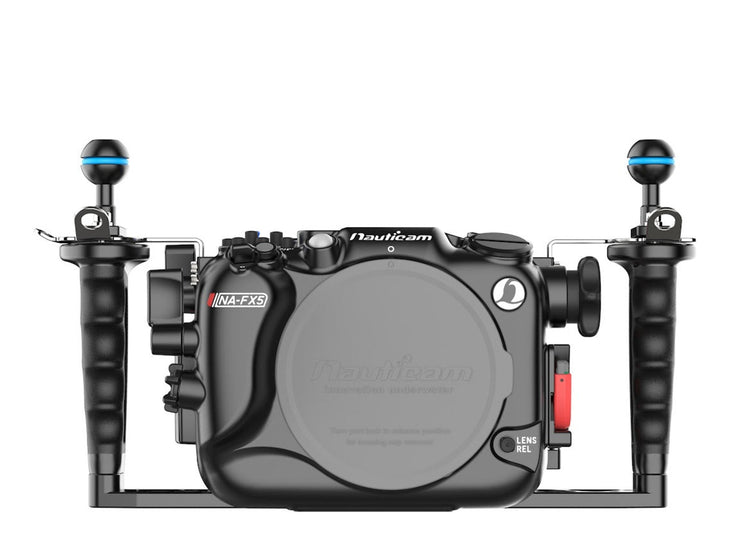 Nauticam NA-FX5 underwater housing for Sony FX5, front view