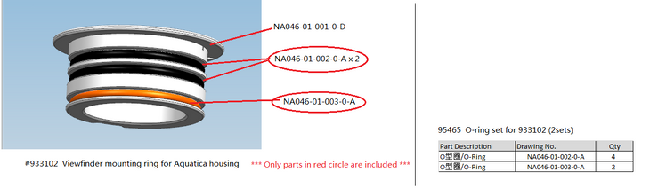 O-ring set for 933102 (2sets)